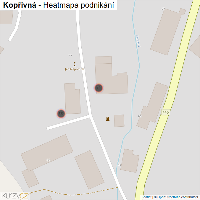 Mapa Kopřivná - Firmy v obci.