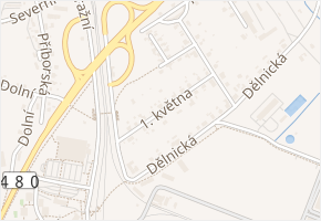 1. května v obci Kopřivnice - mapa ulice