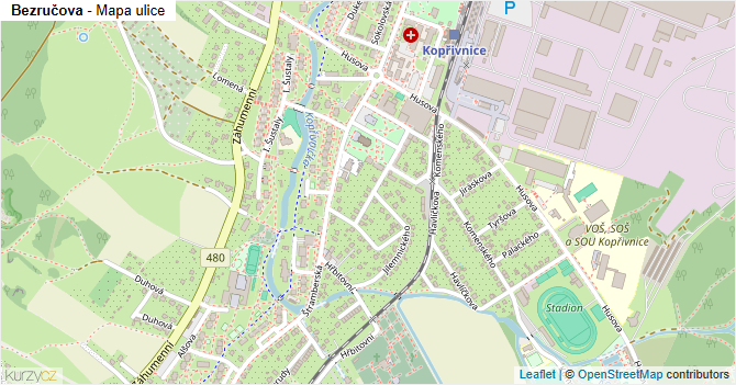 Bezručova - mapa ulice