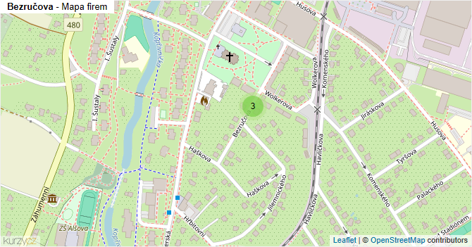 Bezručova - mapa firem