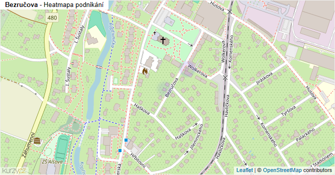 Bezručova - mapa podnikání