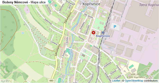 Boženy Němcové - mapa ulice