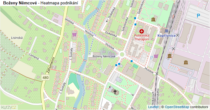 Boženy Němcové - mapa podnikání