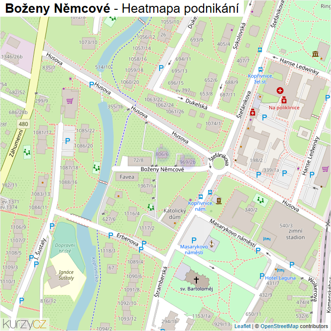Mapa Boženy Němcové - Firmy v ulici.
