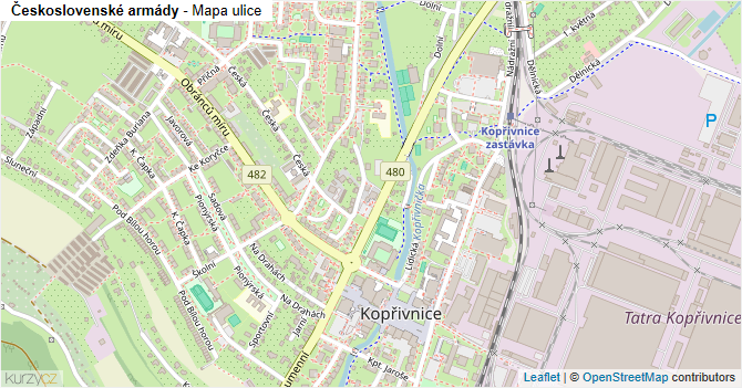 Československé armády - mapa ulice