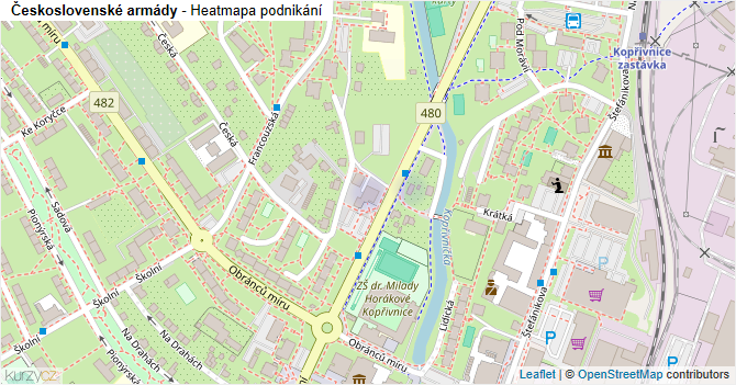 Československé armády - mapa podnikání