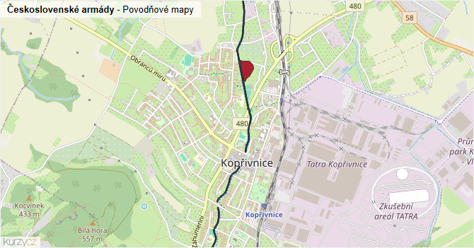 Československé armády - záplavové mapy stoleté vody