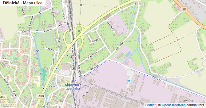 Dělnická - mapa ulice