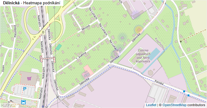 Dělnická - mapa podnikání