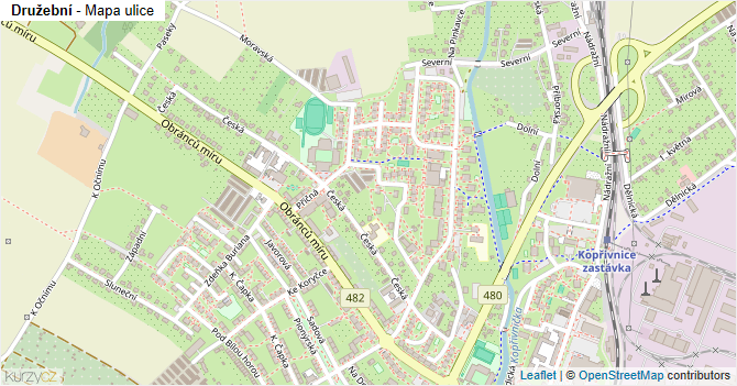 Družební - mapa ulice