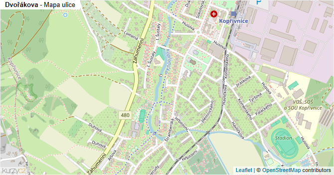Dvořákova - mapa ulice