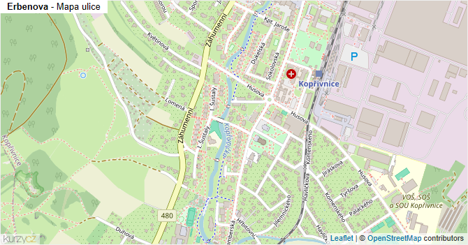 Erbenova - mapa ulice