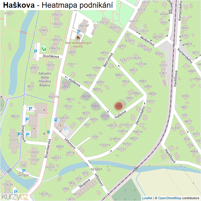 Mapa Haškova - Firmy v ulici.
