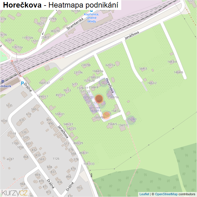 Mapa Horečkova - Firmy v ulici.