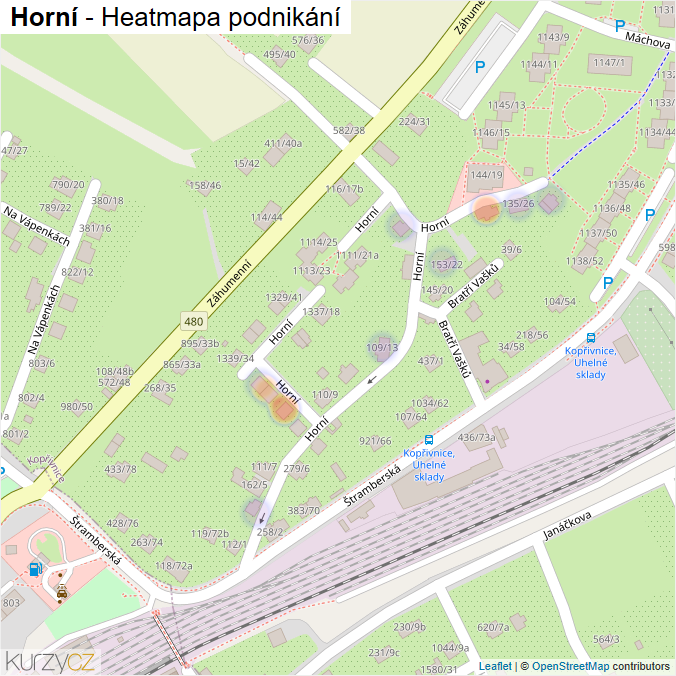 Mapa Horní - Firmy v ulici.