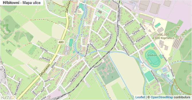 Hřbitovní - mapa ulice