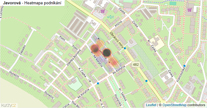 Javorová - mapa podnikání