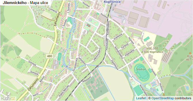 Jilemnického - mapa ulice