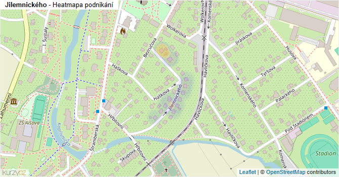 Jilemnického - mapa podnikání