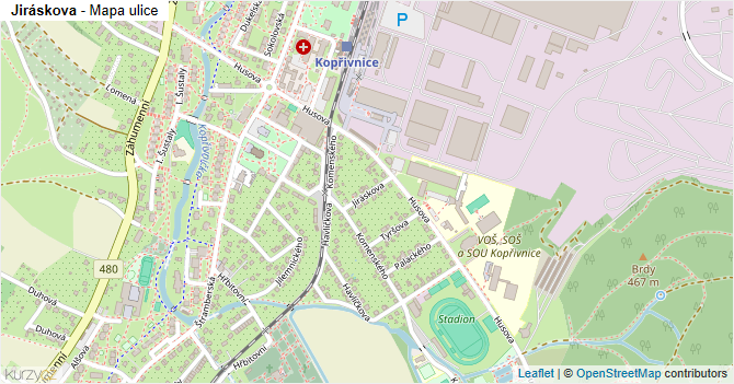 Jiráskova - mapa ulice