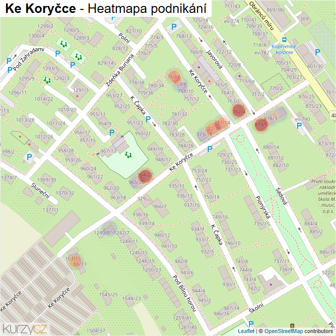 Mapa Ke Koryčce - Firmy v ulici.