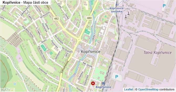 Kopřivnice - mapa části obce