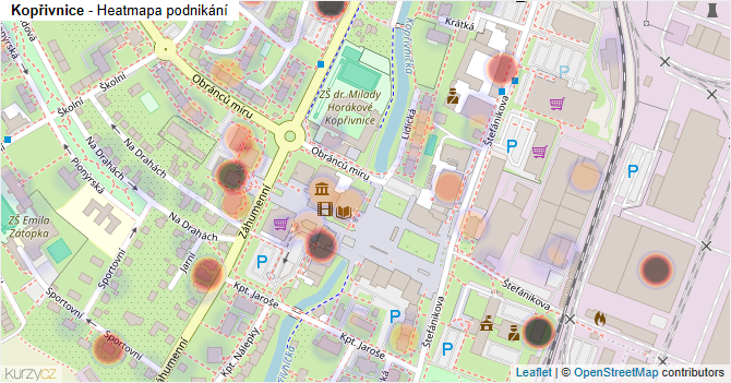 Kopřivnice - mapa podnikání