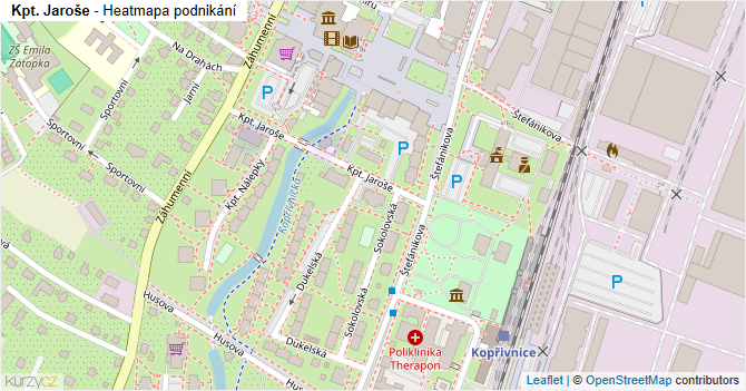 Kpt. Jaroše - mapa podnikání