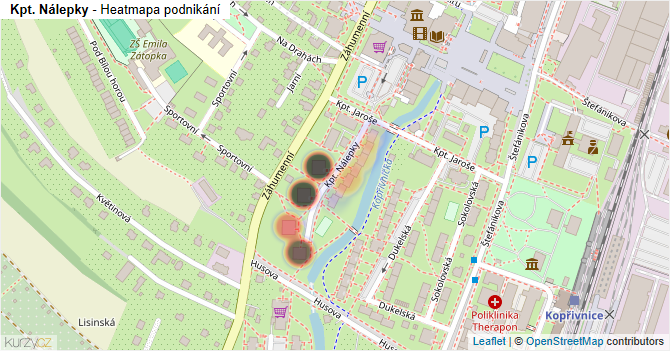 Kpt. Nálepky - mapa podnikání