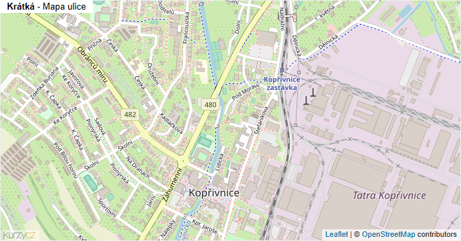 Krátká - mapa ulice