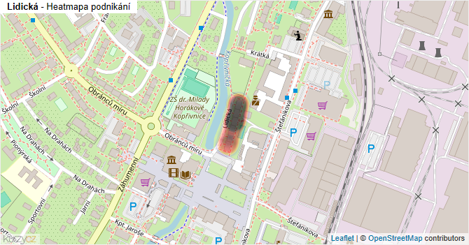 Lidická - mapa podnikání