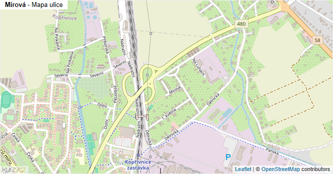 Mírová - mapa ulice