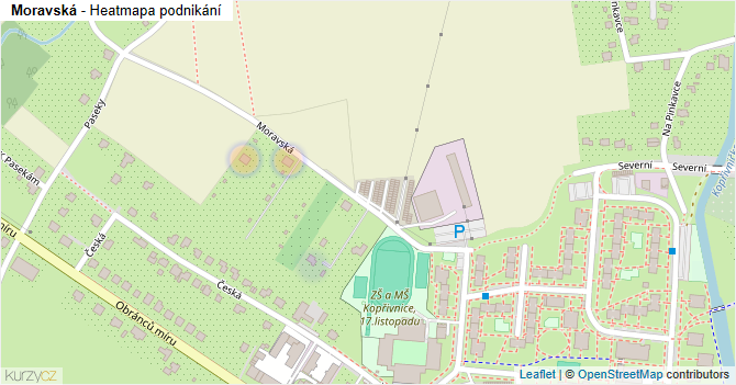 Moravská - mapa podnikání