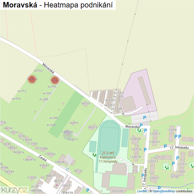Mapa Moravská - Firmy v ulici.