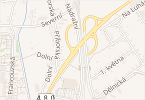 Nádražní v obci Kopřivnice - mapa ulice