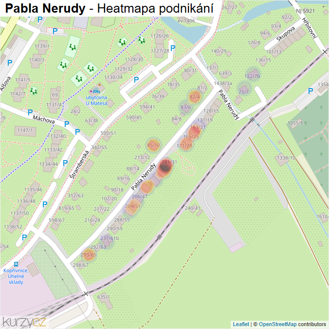 Mapa Pabla Nerudy - Firmy v ulici.