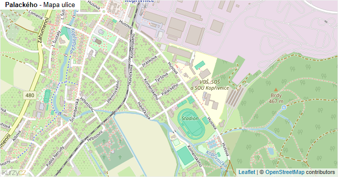 Palackého - mapa ulice