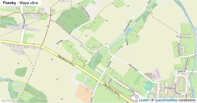 Paseky - mapa ulice