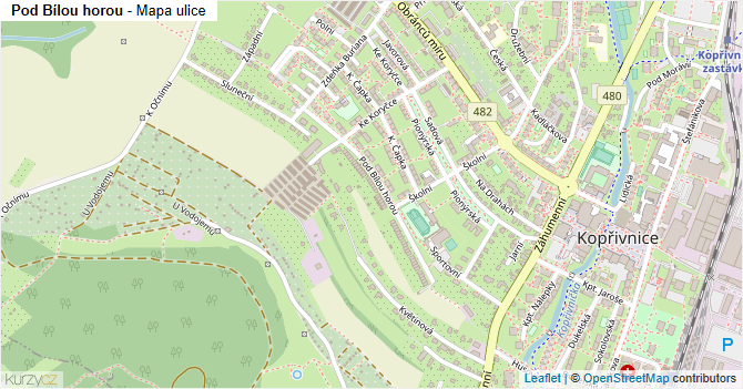 Pod Bílou horou - mapa ulice
