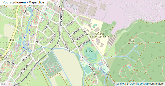 Pod Stadiónem - mapa ulice