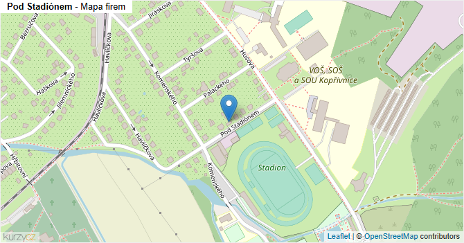 Pod Stadiónem - mapa firem