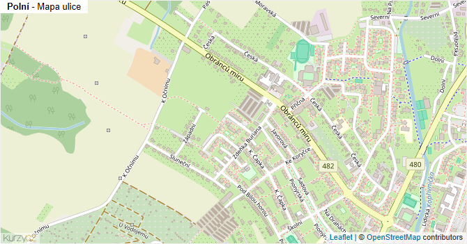 Polní - mapa ulice