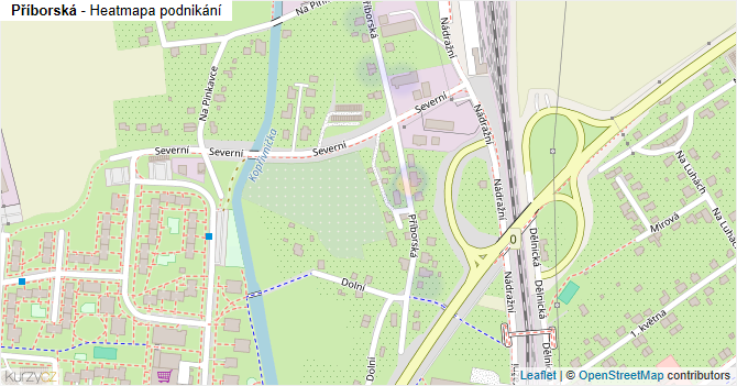 Příborská - mapa podnikání