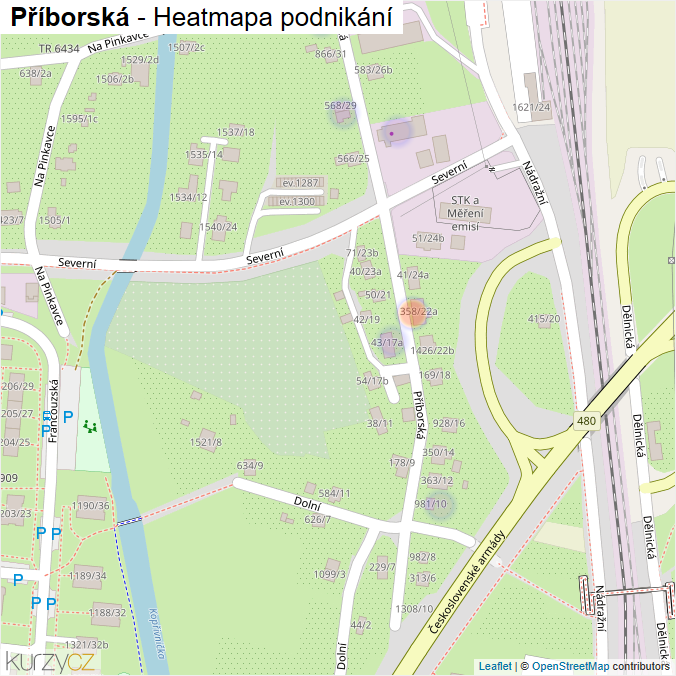 Mapa Příborská - Firmy v ulici.