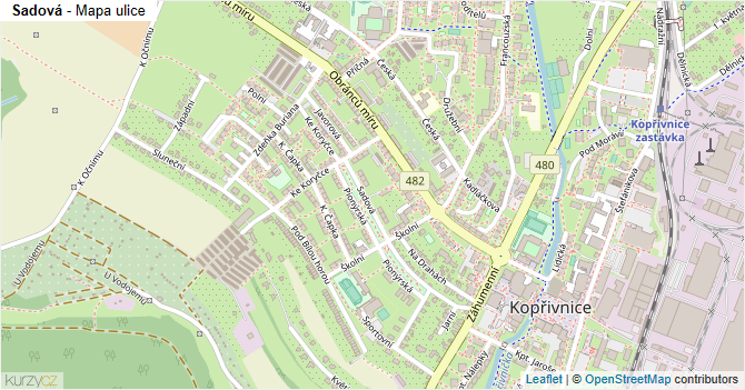 Sadová - mapa ulice