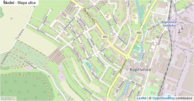 Školní - mapa ulice