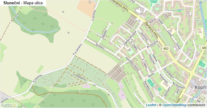 Sluneční - mapa ulice