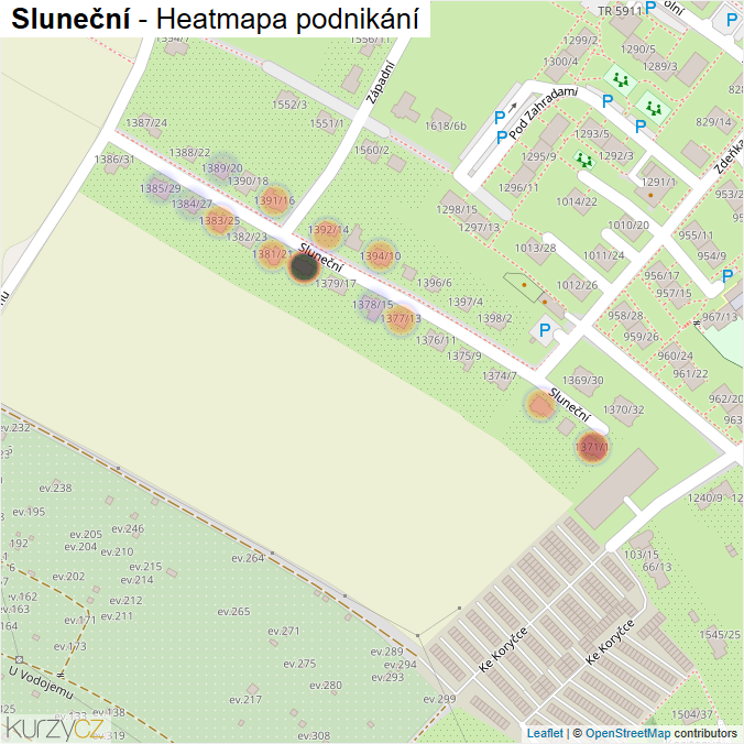 Mapa Sluneční - Firmy v ulici.