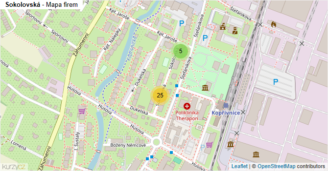 Sokolovská - mapa firem
