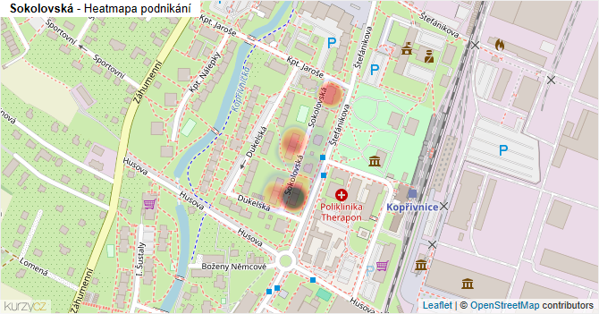 Sokolovská - mapa podnikání